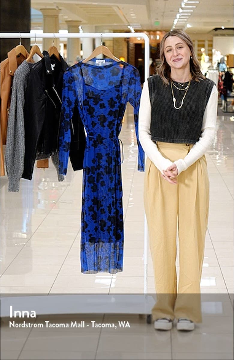 Floral Long Sleeve Mesh Midi Dress, sales video thumbnail