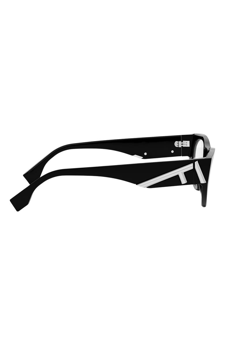 Fendi First 52mm Cat Eye Optical Glasses, Alternate, color, Shiny Black