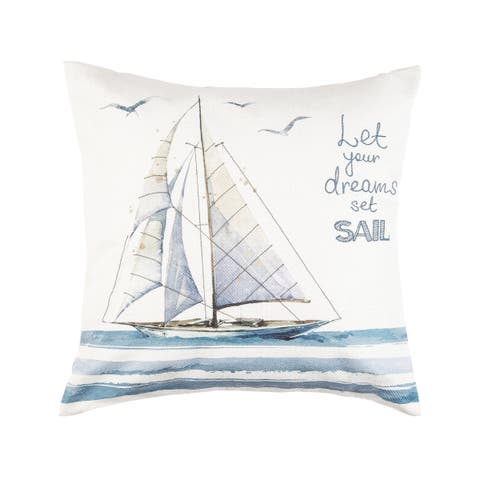 Let Your Dreams Set Sail Embroidered Accent Throw Pillow
