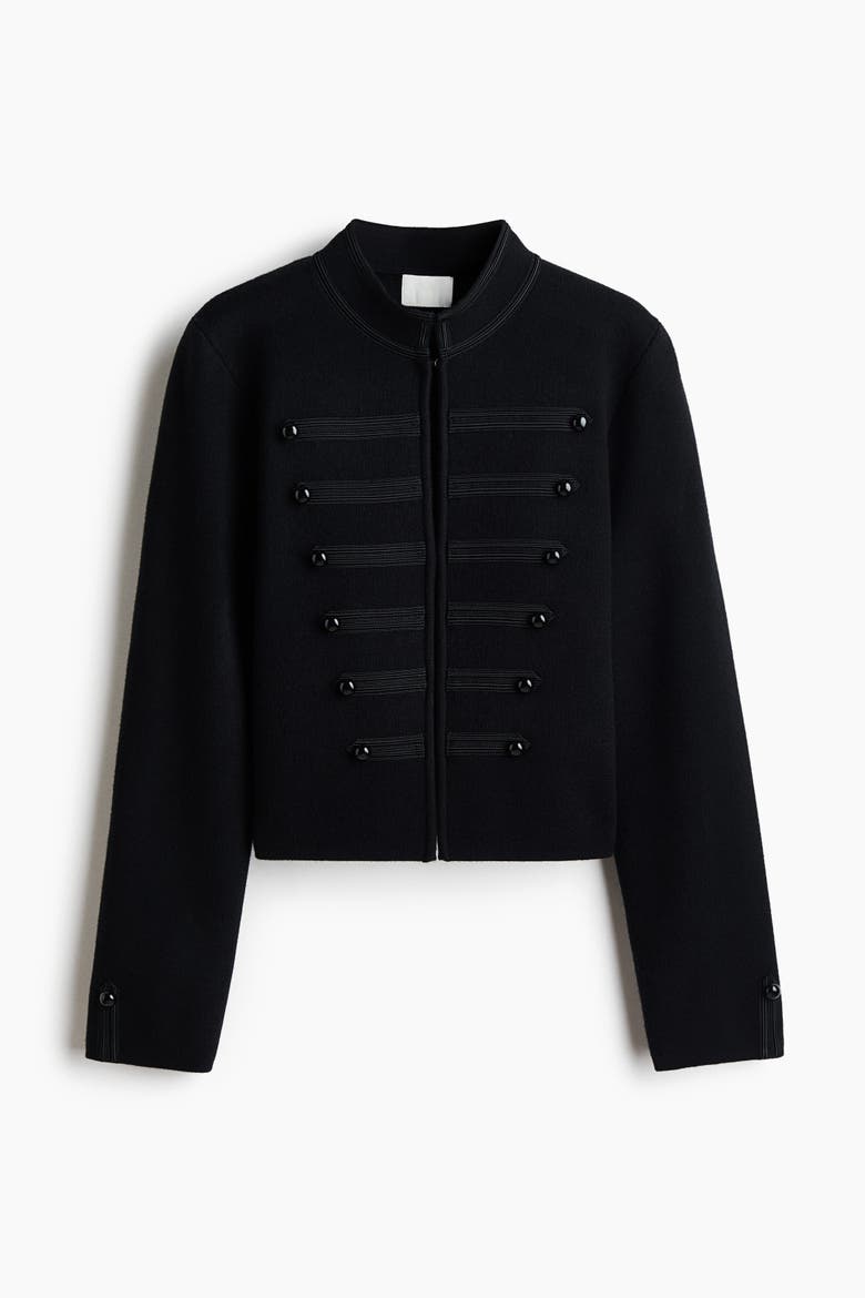 Button-detail Knit Cardigan, Alternate, color, Black