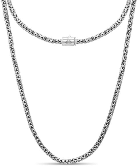Dragon Bone Round 4mm Chain Necklace in Sterling Silver, 16"