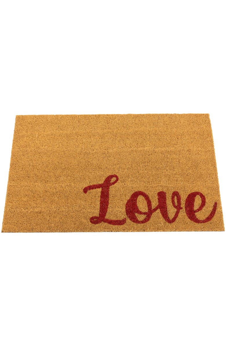 Northlight Natural Coir "Love" Outdoor Doormat 18" x 30", Alternate, color, Brown