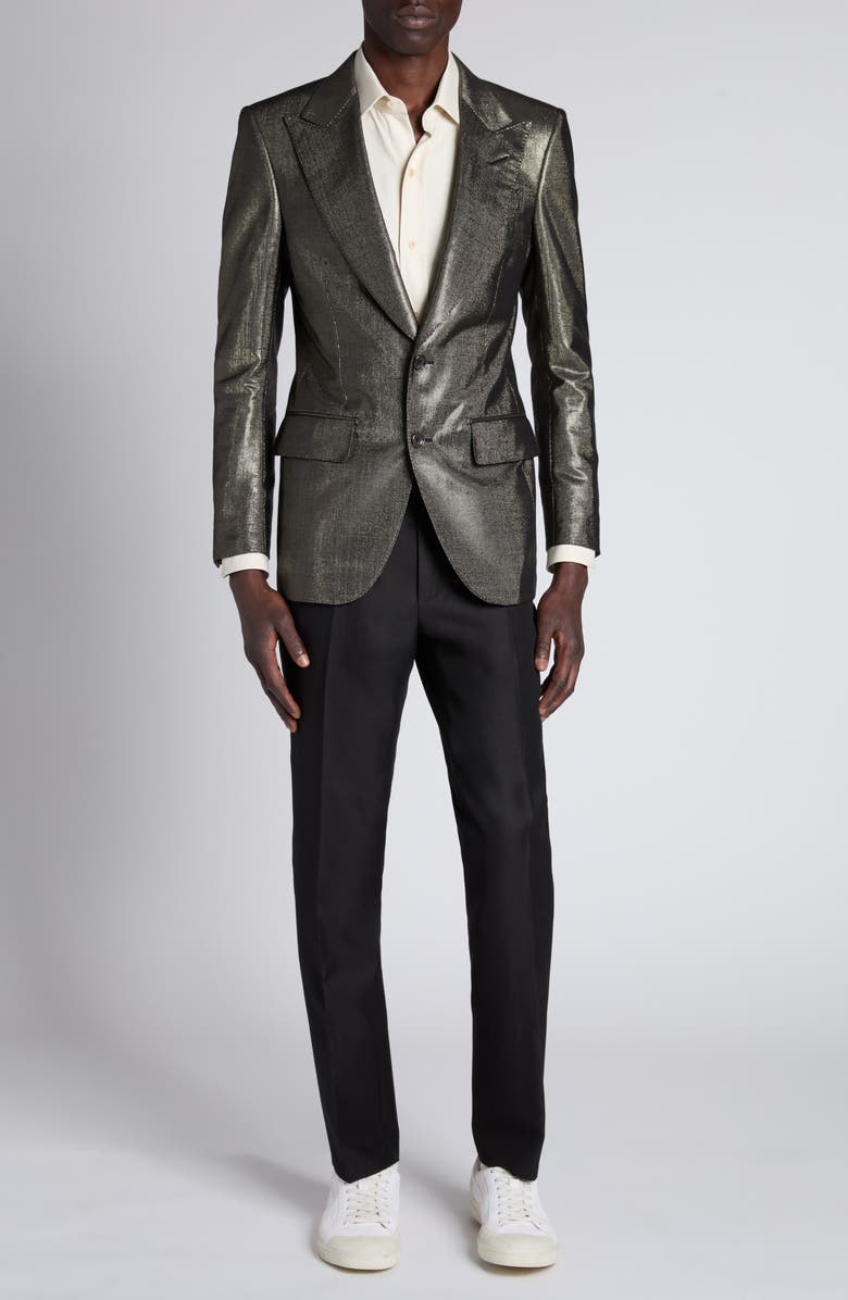 TOM FORD Classic Fit Silk & Curpo Twill Button-Up Shirt, Alternate, color, Canvas White