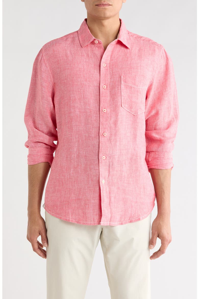 Bali Breeze Linen Button-Up Shirt, Main, color, PARADISE PINK