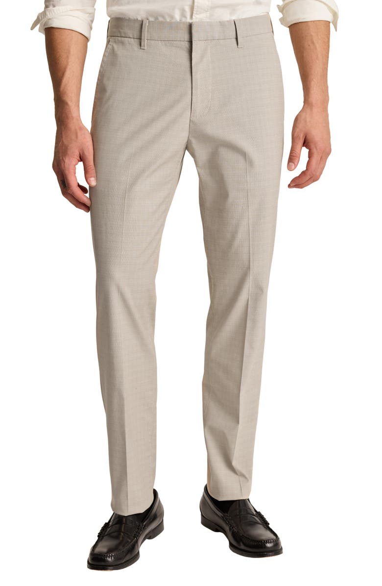 Bonobos Weekday Warrior Check Flat Front Stretch Cotton Pants, Main, color, Friday Khaki Small Glen Check