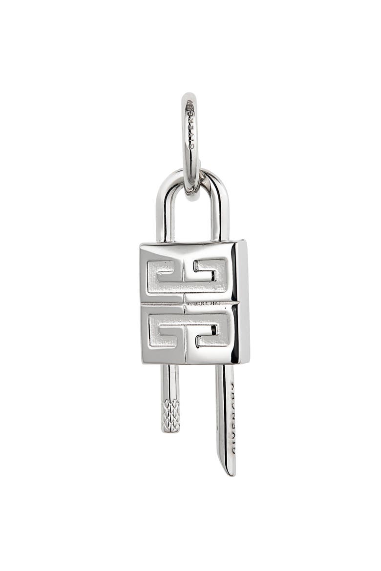 Men's Lock Hoop Earring, Main, color, SILVERY