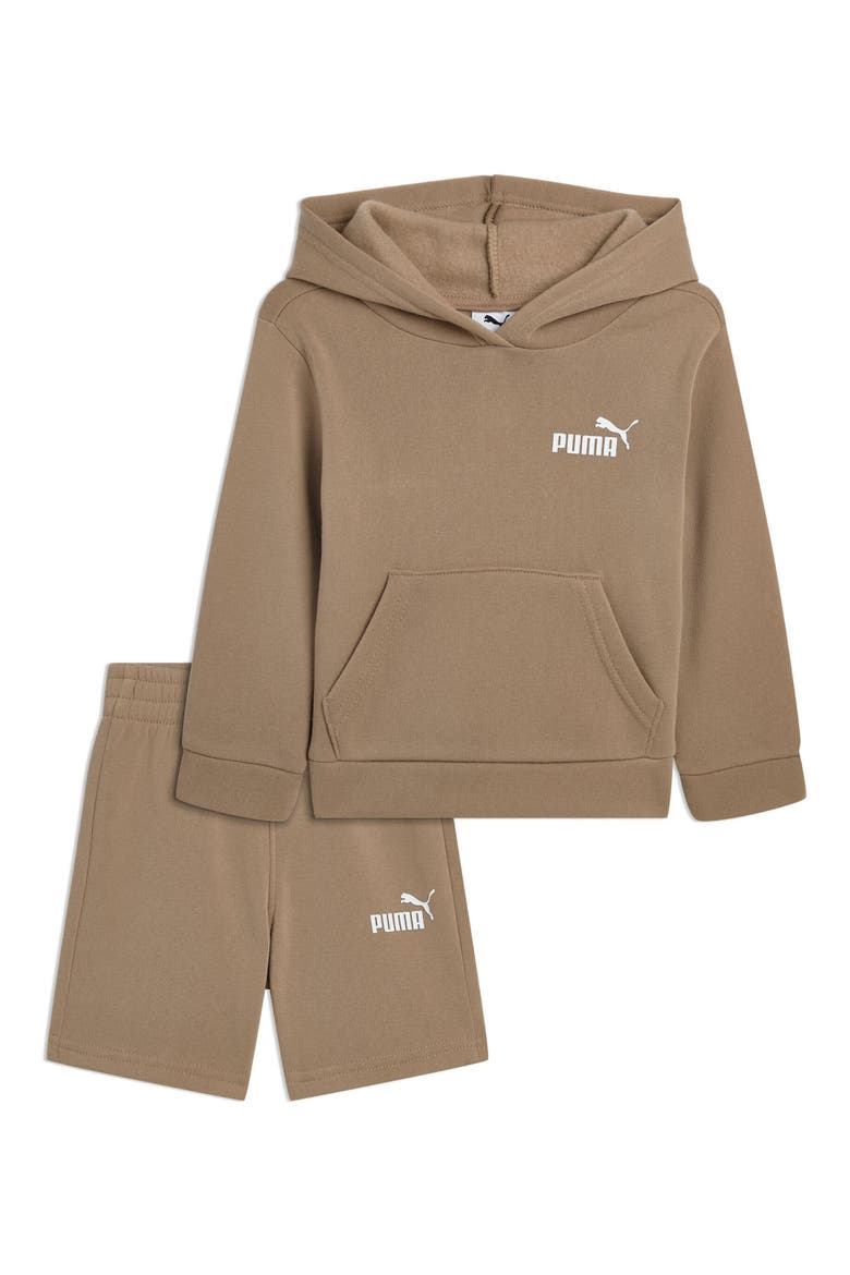 Kids' Fleece Hoodie & Shorts Set, Main, color, PALE BROWN
