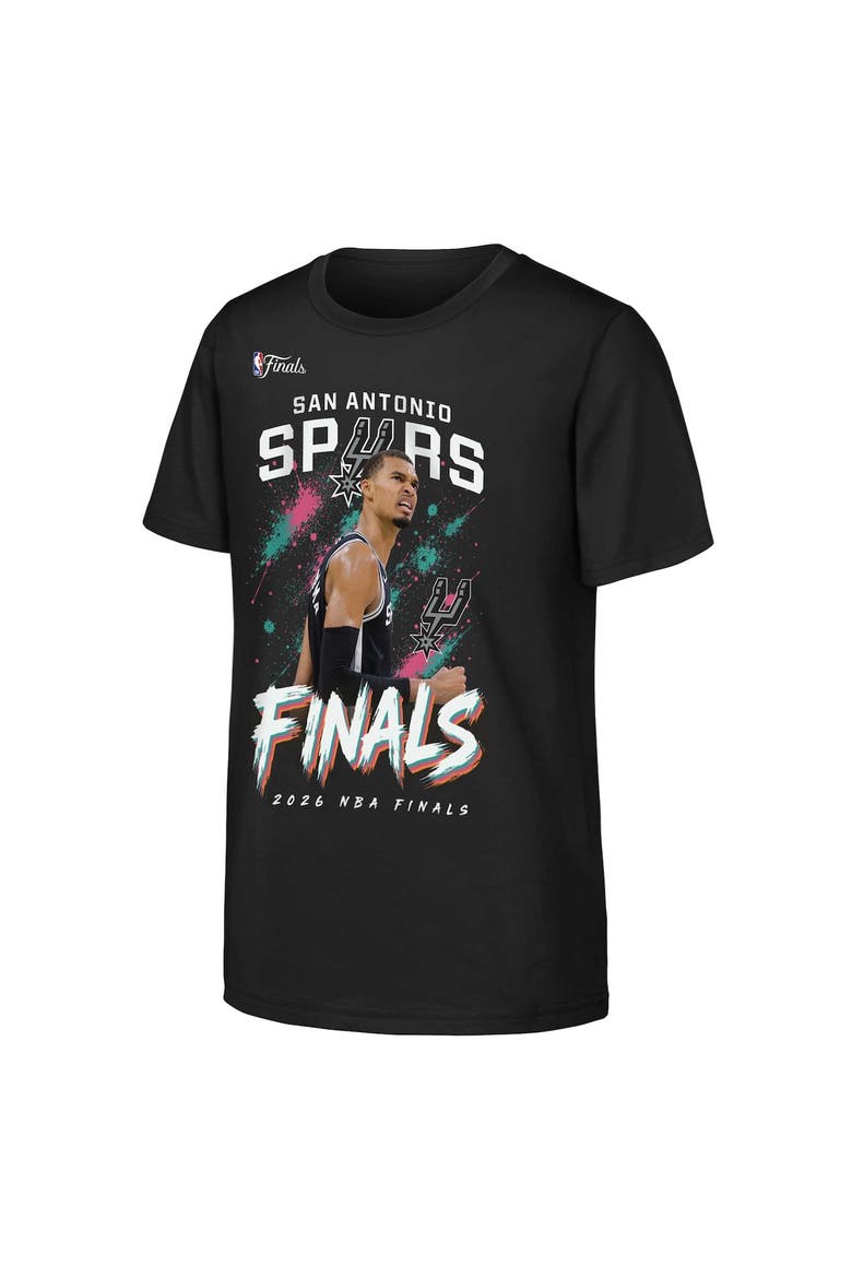 Youth Outerstuff Victor Wembanyama Black San Antonio Spurs 2026 NBA Finals Grit T-Shirt, Main, color, Black