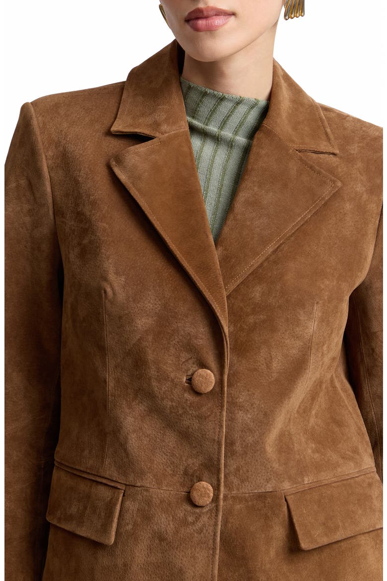 Longline Suede Blazer, Alternate, color, BRANDY