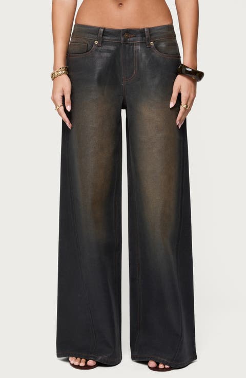 Mud Wash Oversize Wide Leg Jeans
