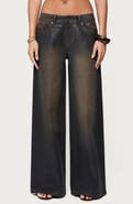 EDIKTED Mud Wash Oversize Wide Leg Jeans