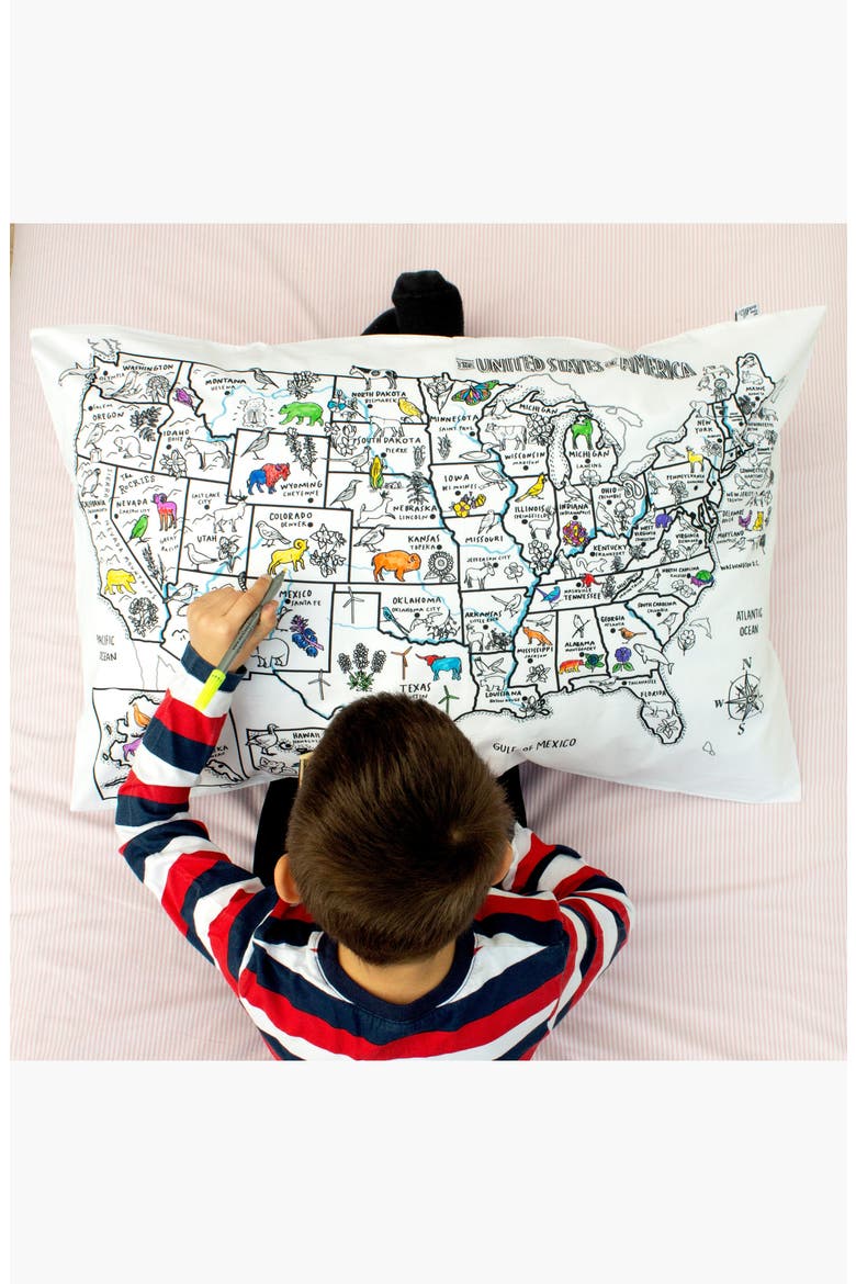 Color Your Own Pillowcase US Map, Alternate, color, White