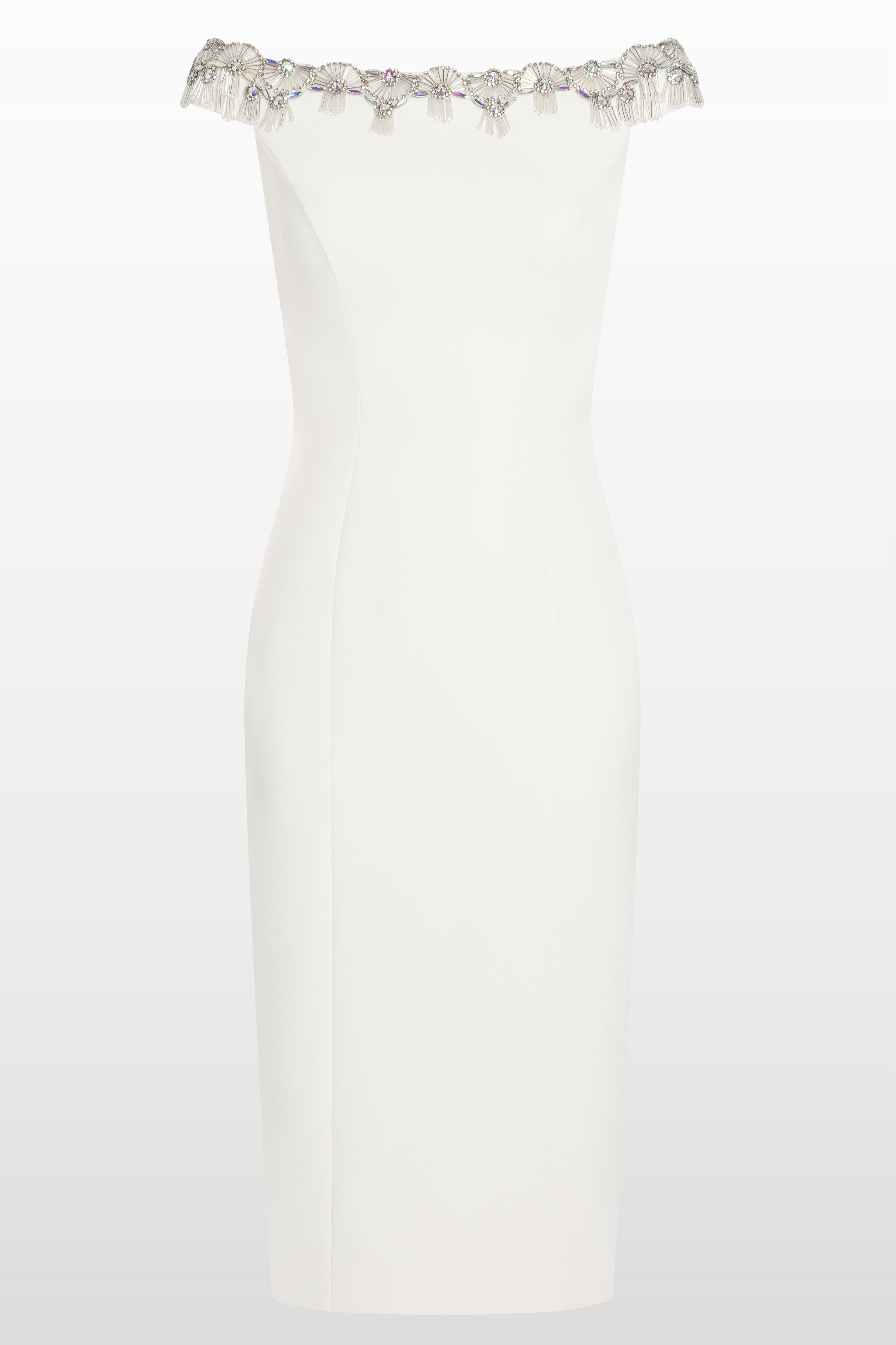 Valorie Beaded Off-Shoulder Midi Dress - image 3