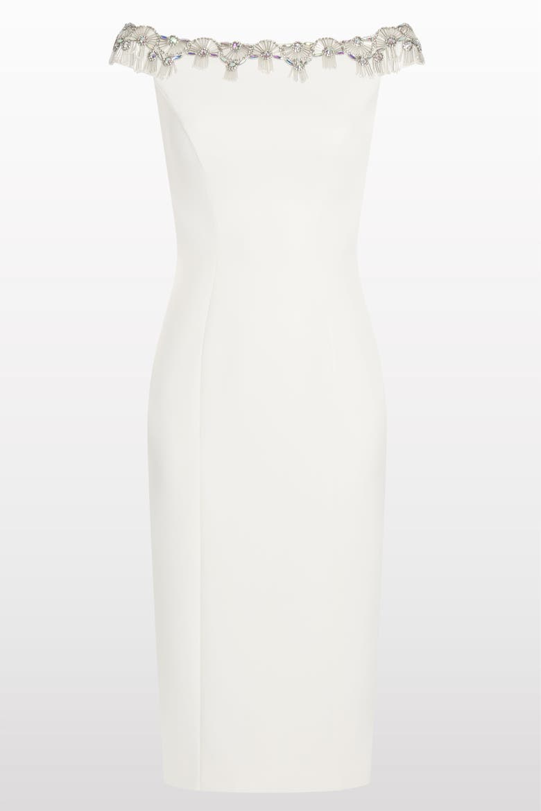 Valorie Beaded Off-Shoulder Midi Dress, Main, color, Vanilla