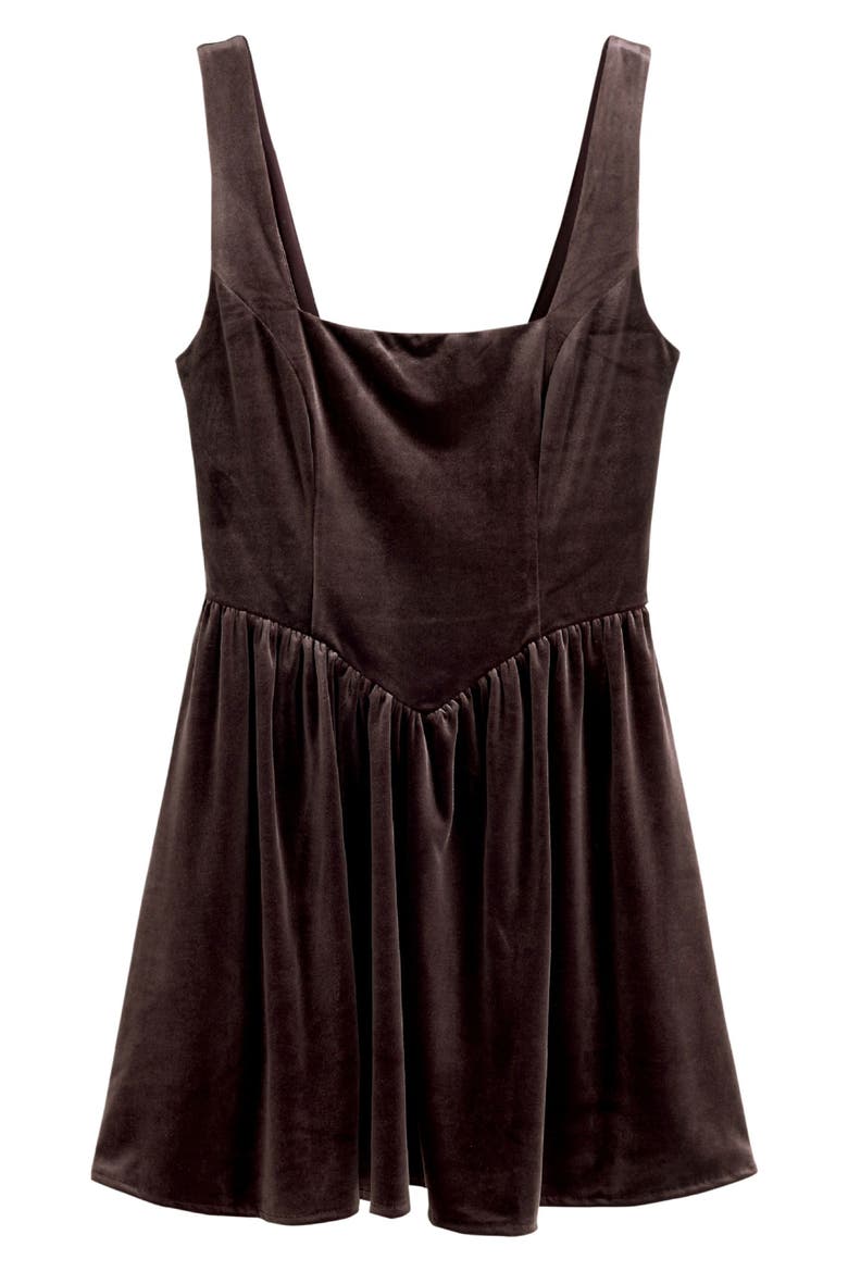 Velvet Sleeveless Minidress, Main, color, CHOCOLATE BROWN
