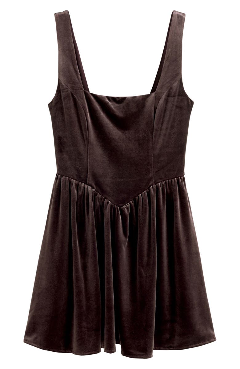 NEXT Velvet Sleeveless Minidress, Main, color, Chocolate Brown