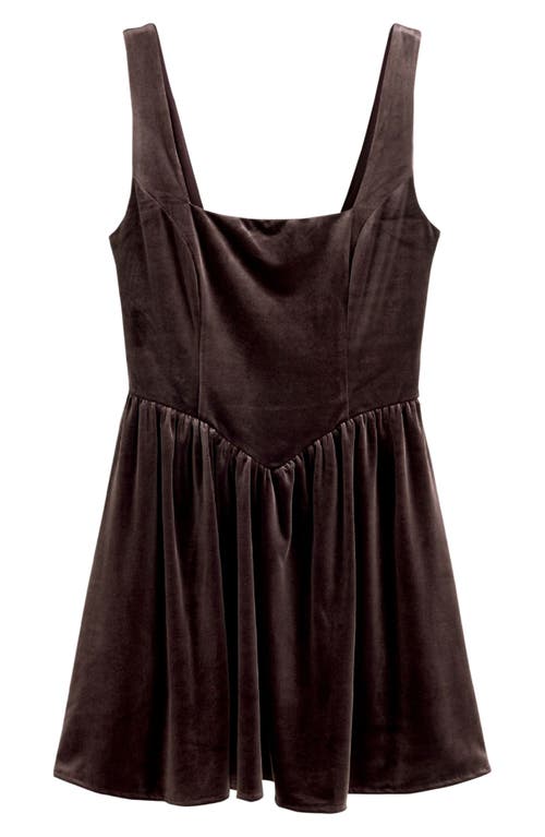 Next Velvet Sleeveless Minidress In Brown