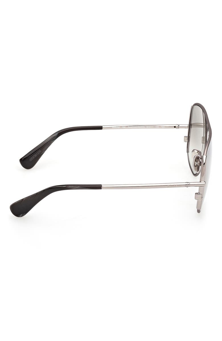 Max Mara 60mm Pilot Sunglasses, Alternate, color, Ruthenium Black Horn / Smoke