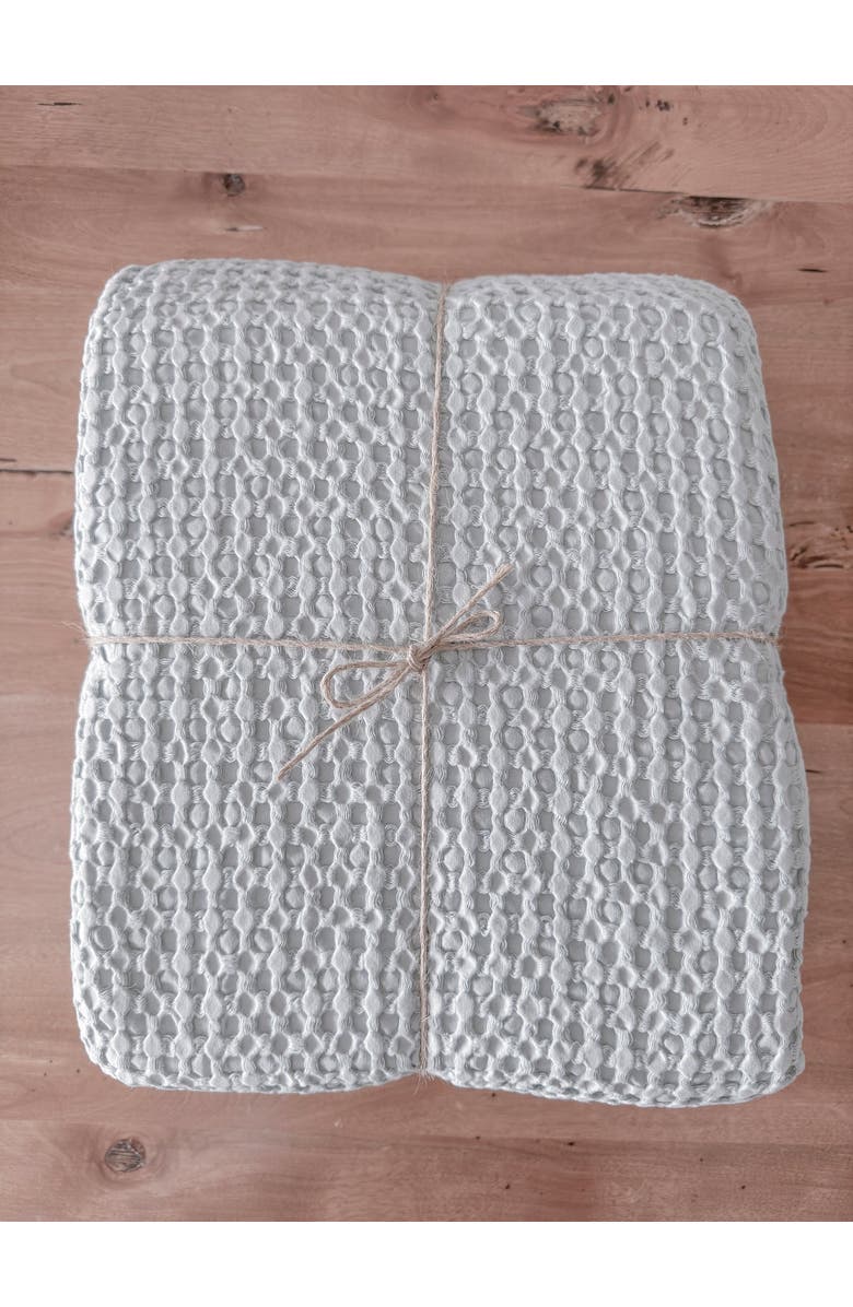 Anaya Stonewashed Cotton Waffle Bed Blanket, Alternate, color, White