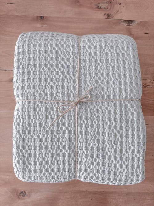 Anaya Stonewashed Cotton Waffle Bed Blanket In White