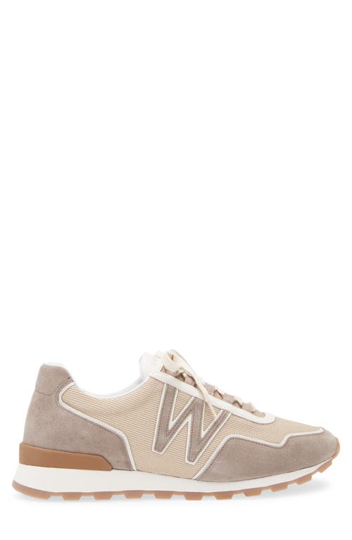 Jm Weston Animation On My Way Ghillies Knit Sneaker In Beige/white/taupe