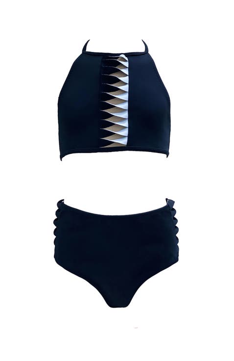 Front Window Cut, High Neck Two Piece Bikini, Little Kid-Big Kid
