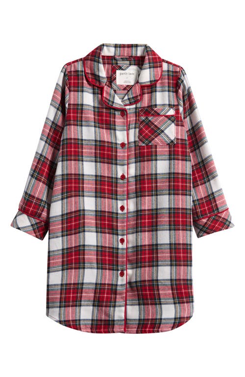Petit Lem Kids' Tartan Plaid Flannel Nightgown in Red 