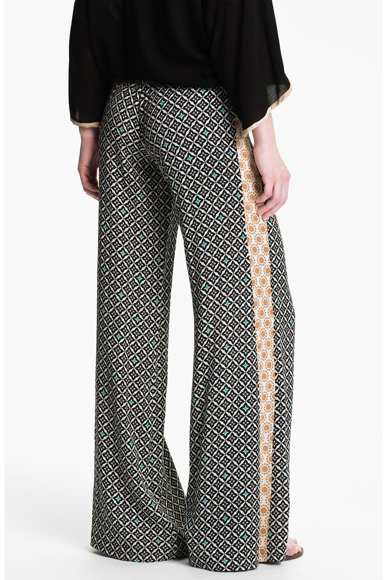 'Sun Tile' Mix Print Palazzo Pants, Alternate, color, BLACK