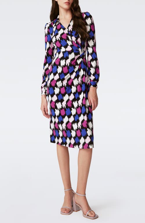 DVF Bogna Long Sleeve Dress in Brush Tooth Multi 