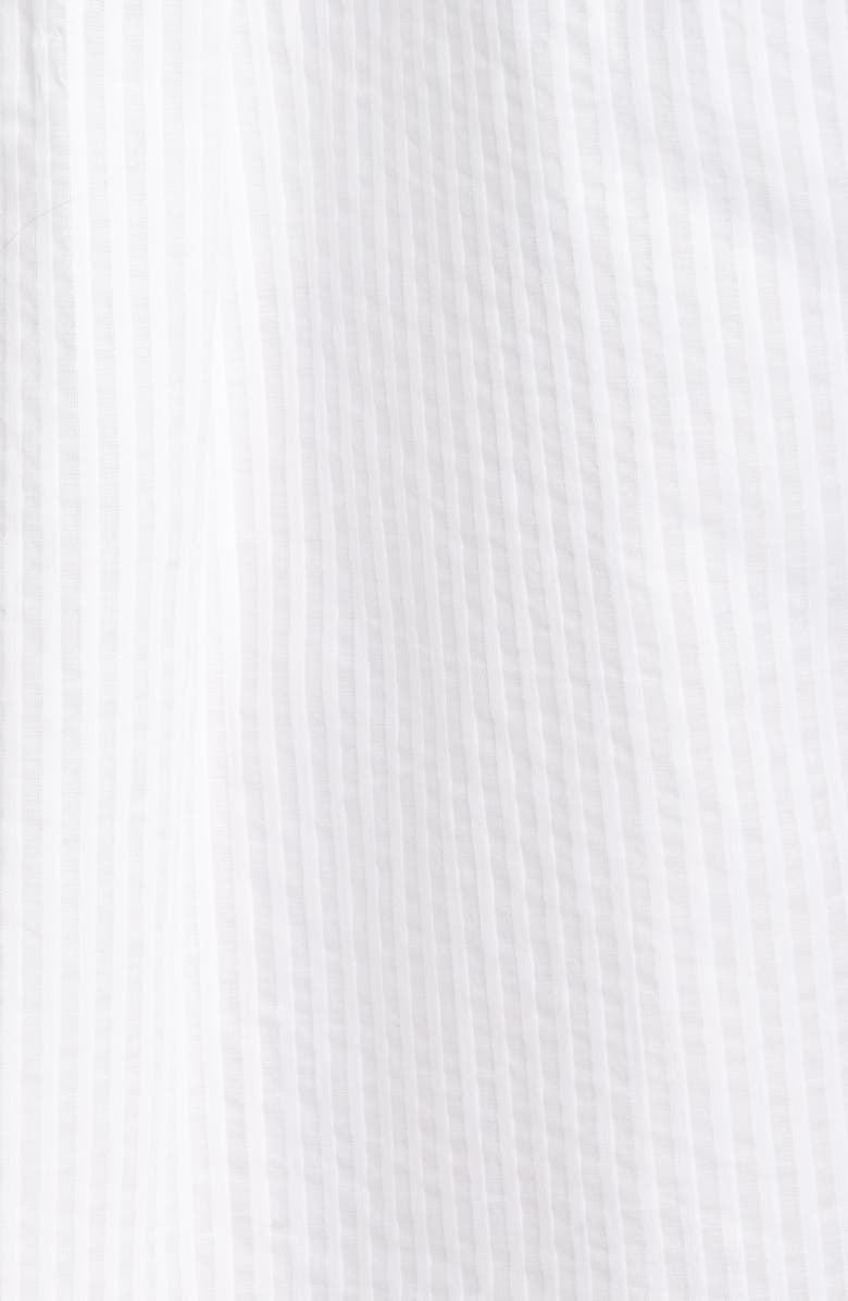 Brunello Cucinelli Seersucker Stripe High/Low Cotton Shirt, Alternate, color,