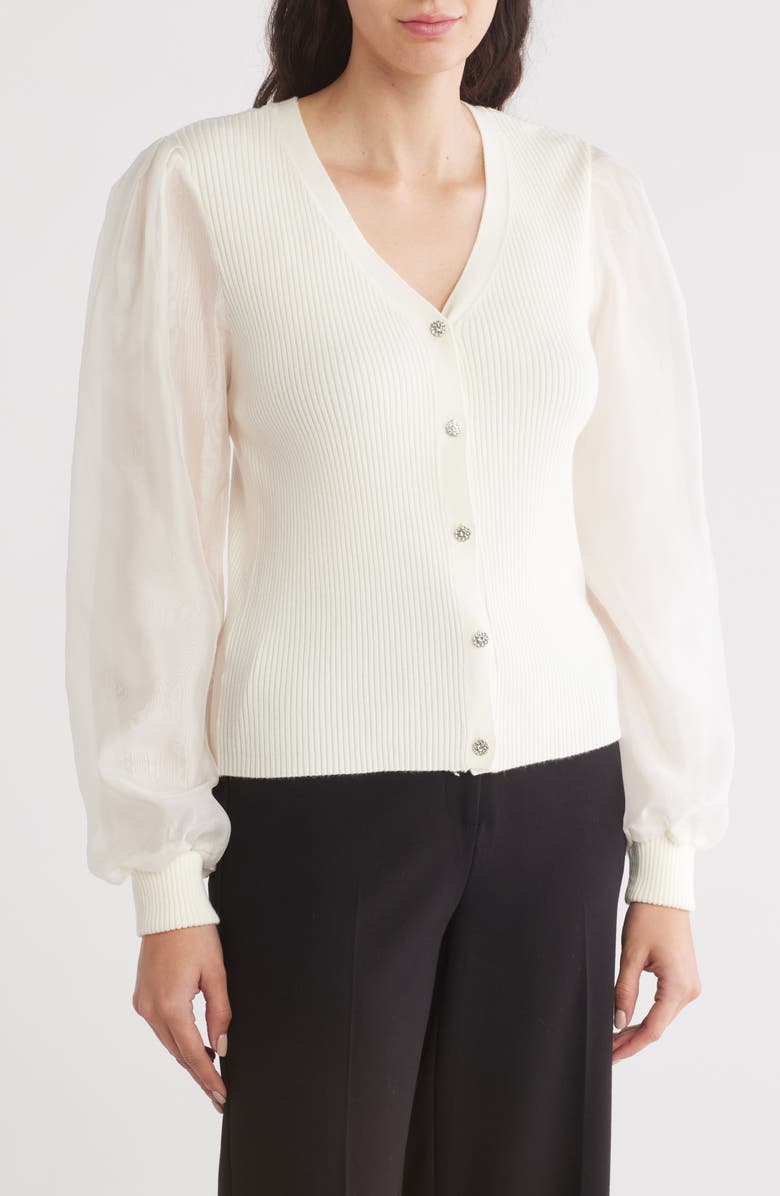 Design History Mixed Media Cardigan, Main, color,