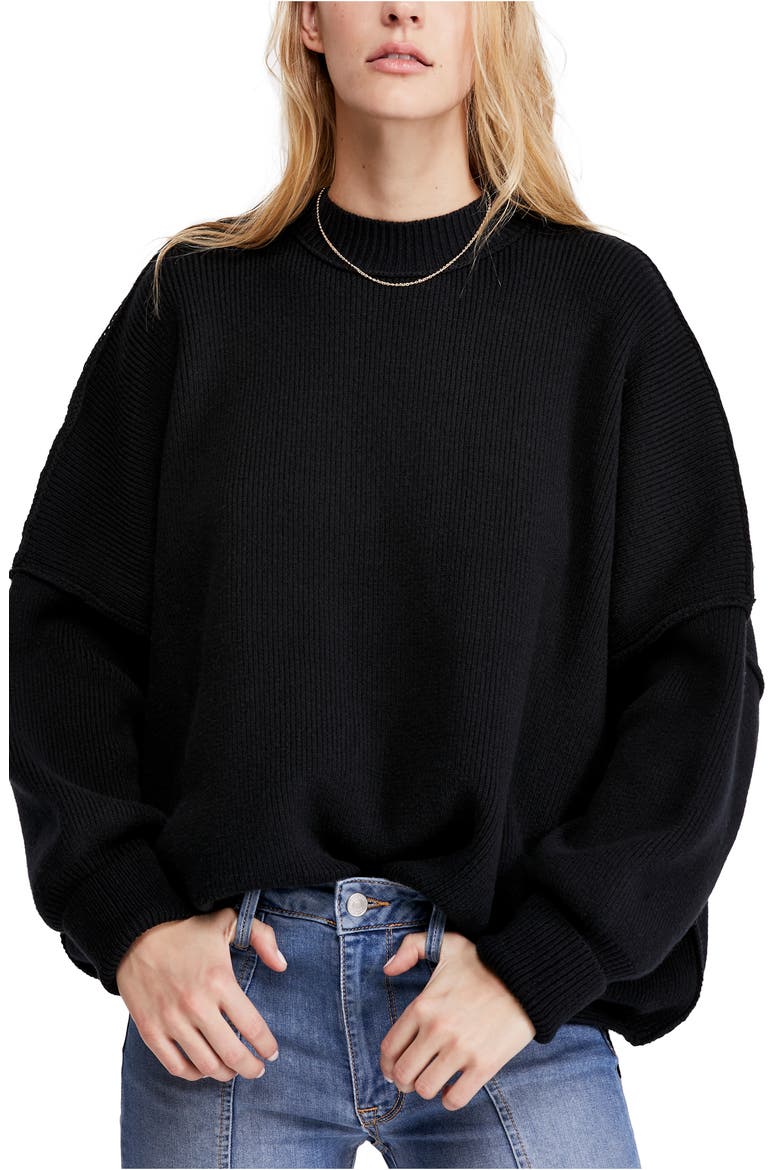 Easy Street Tunic Sweater, Main, color, BLACK