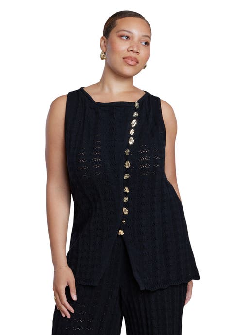 Pointelle Stitch Sweater Vest