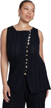 ELOQUII Pointelle Stitch Sweater Vest