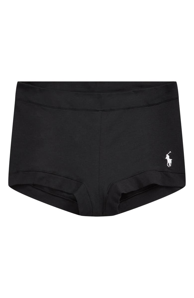 Polo Ralph Lauren Stretch Cotton Boyshorts, Alternate, color, Onyx