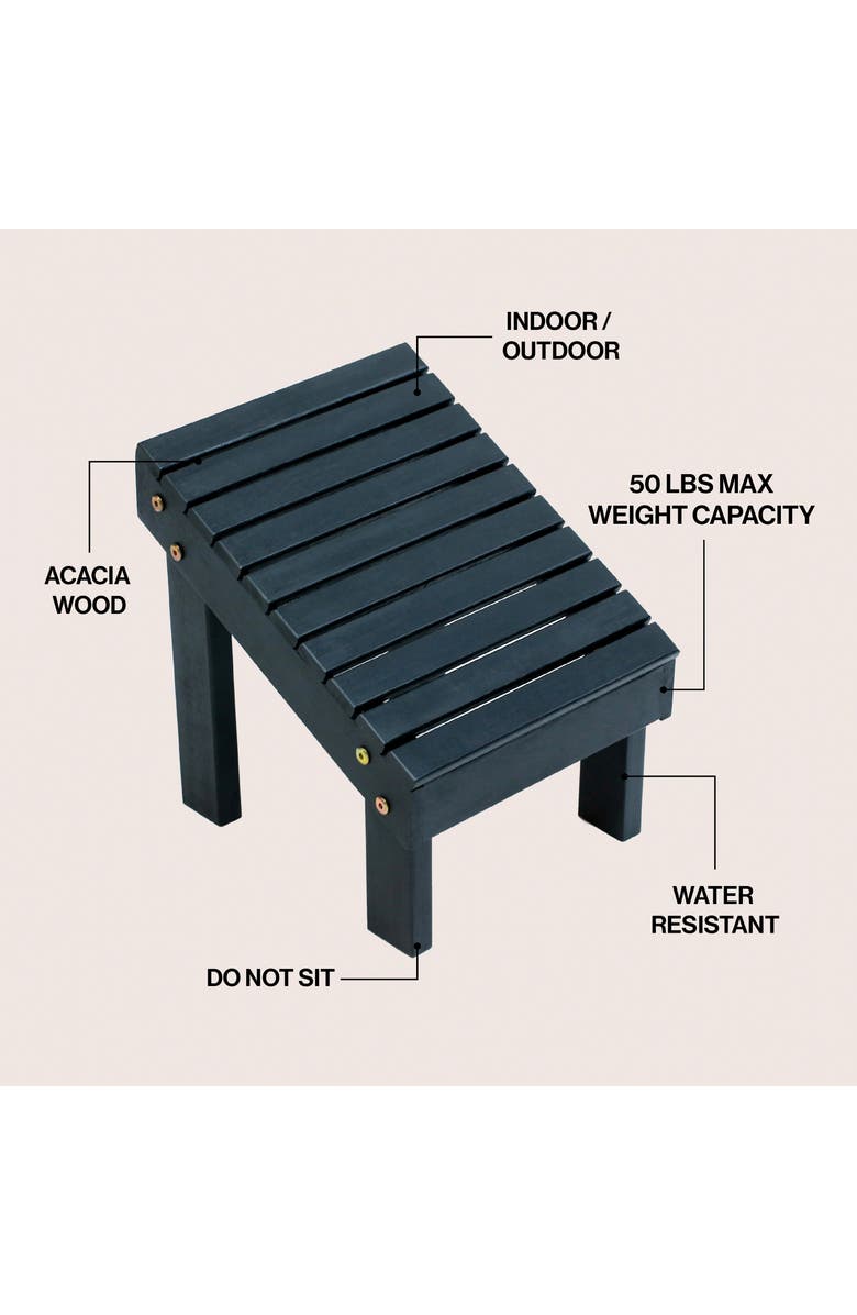 JONATHAN Y Saru 11.8" Traditional Classic Solid Acacia Wood Shower Shaving Foot Stool, Alternate, color, Black