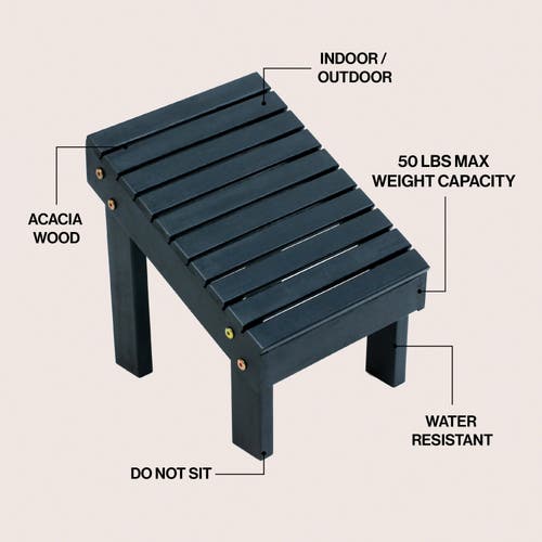 Jonathan Y Saru 11.8" Traditional Classic Solid Acacia Wood Shower Shaving Foot Stool In Black