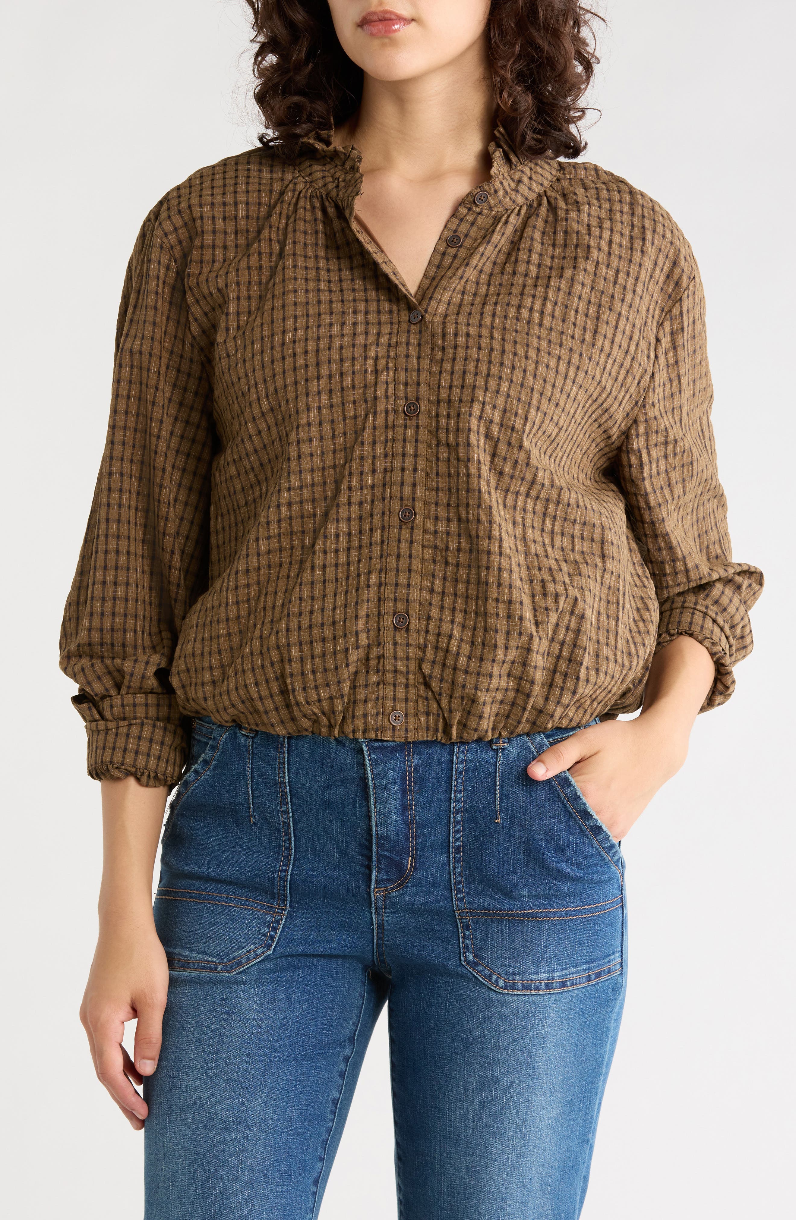 Ruffle Neck Bubble Top