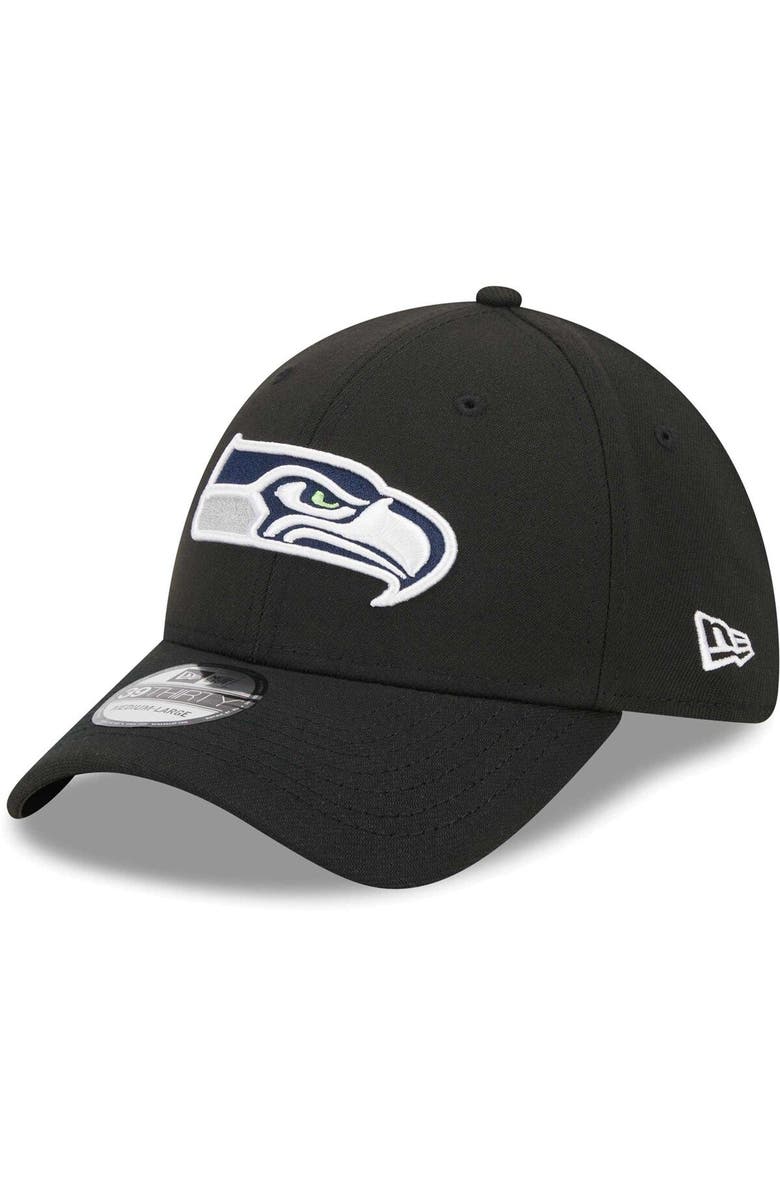 New Era Men's New Era Black Seattle Seahawks  Main 39THIRTY Flex Hat, Main, color, 