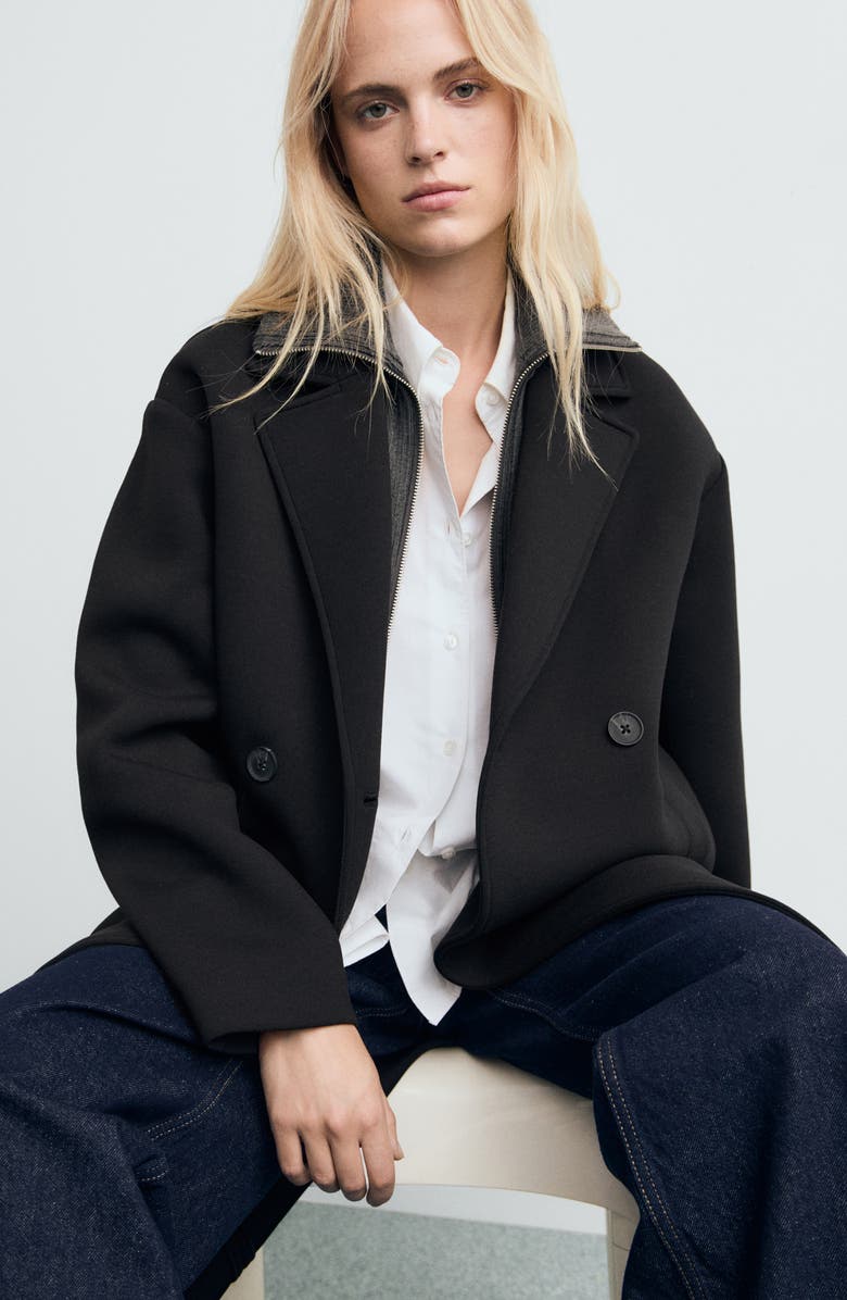 MANGO Trench Coat with Bib, Alternate, color, Black