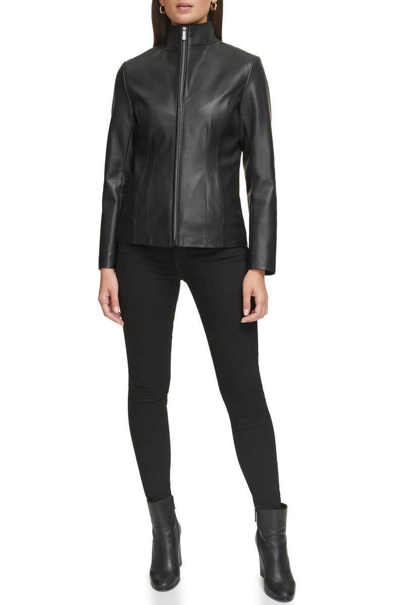 Kenneth Cole Faux Leather Zip Jacket, Alternate, color,