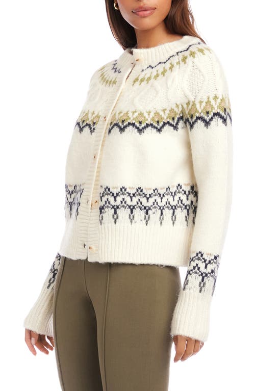 Fifteen Twenty Astrid Fair Isle Cardigan In White