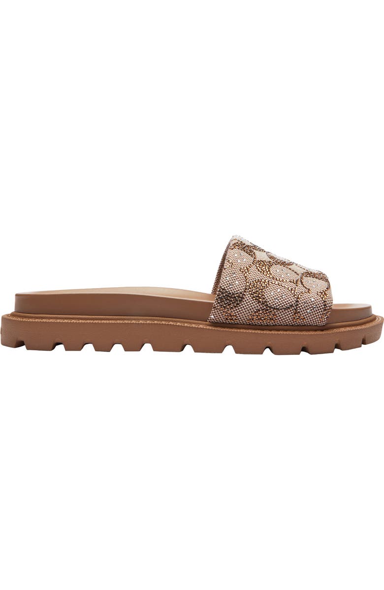 COACH Brynn Signature Crystal Jacquard Slide Sandal, Alternate, color, Tan