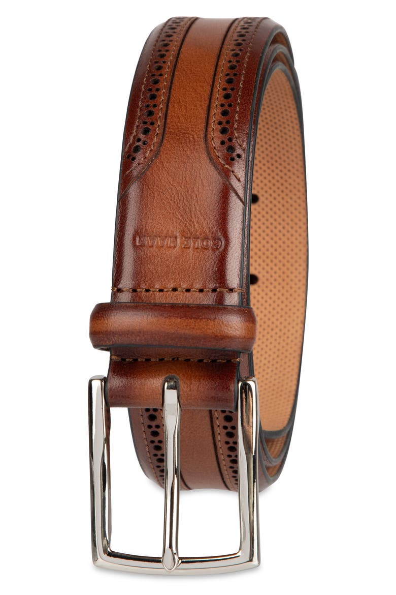 Brogue Leather Belt, Alternate, color, TAN