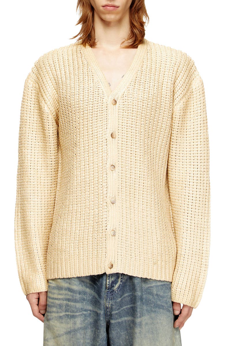 DIESEL<sup>®</sup> K-Michor Metallic V-Neck Cardigan, Main, color, Khaki