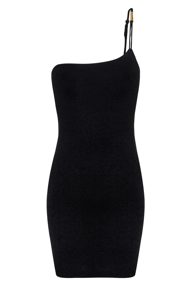 Sharon One-Shoulder Minidress, Alternate, color, BLACK