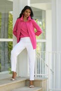 Ming Wang Heritage Ruffle Neck Deco Crepe Jacket