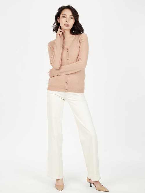Gobi Mongolian Cashmere Cashmere V-neck Cardigan In Toasted Almond