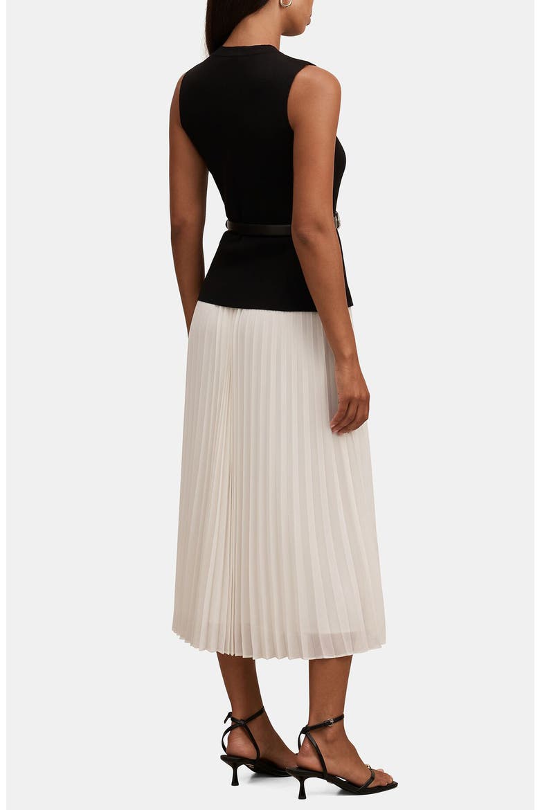 Loiusa Belted Sleeveless Mixed Media Maxi Dress, Alternate, color, MONO