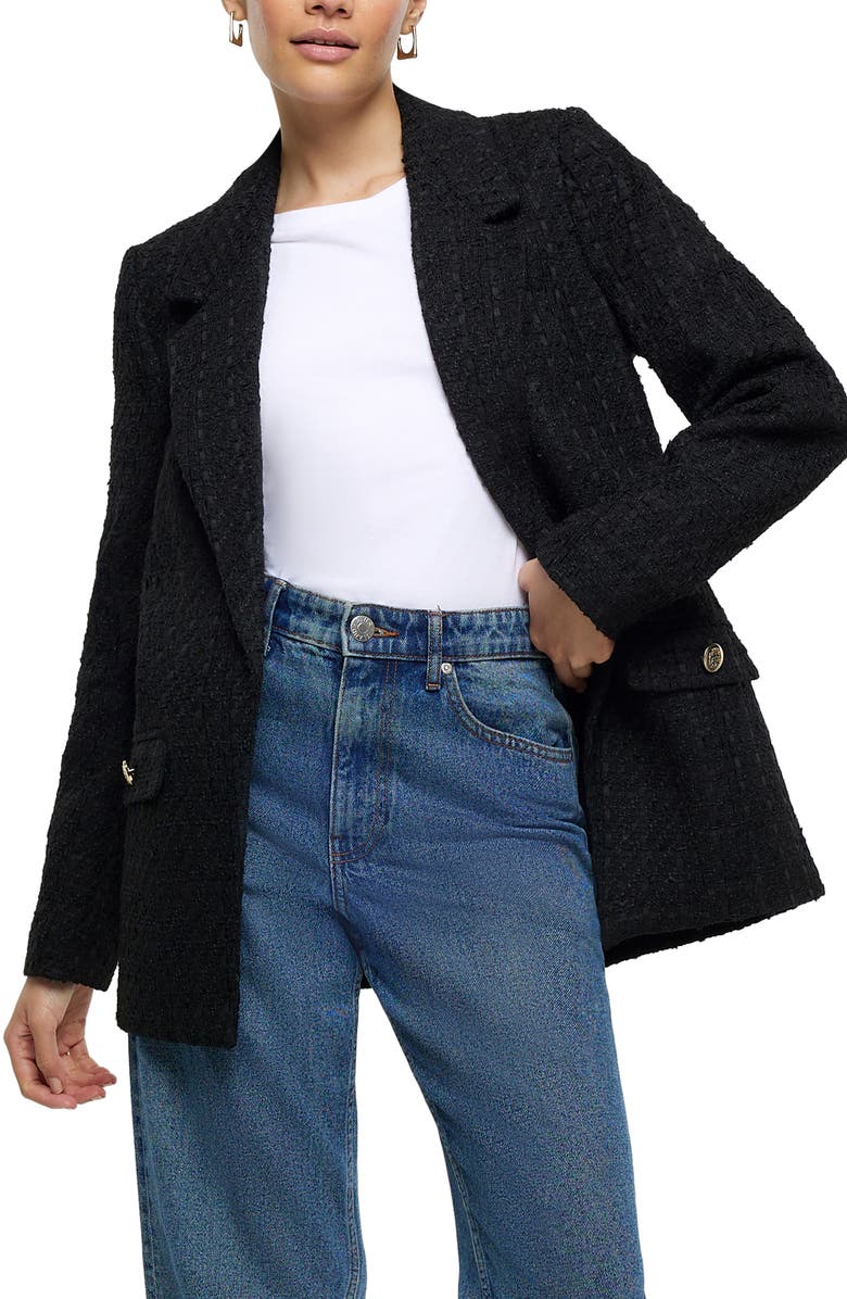 River Island Bouclé Blazer, Main, color, 